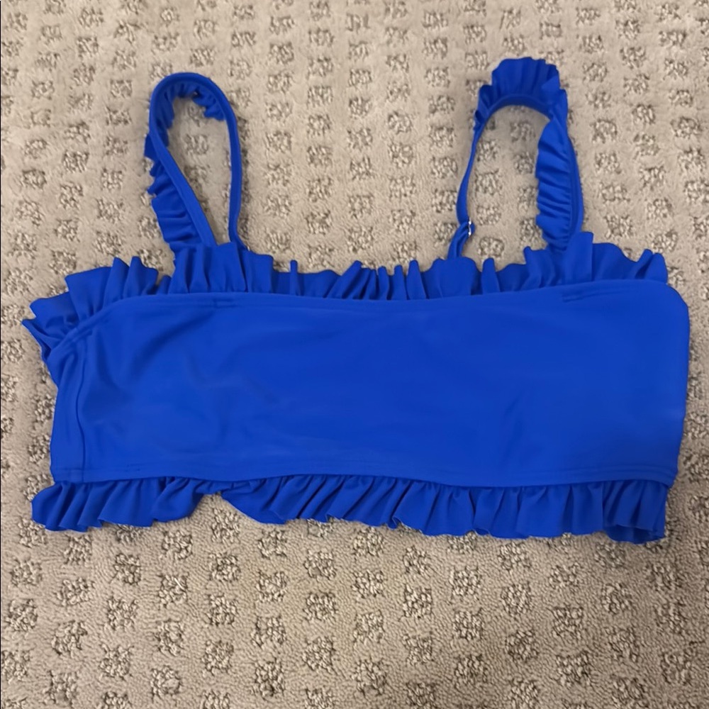 Kids Blue Ruffle Swim Top